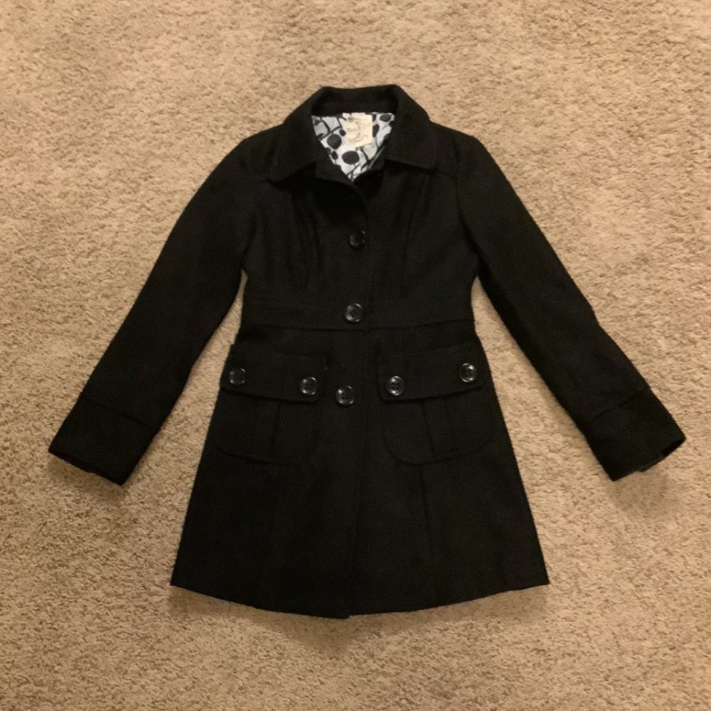 Tulle Black Wool Coat SMALL